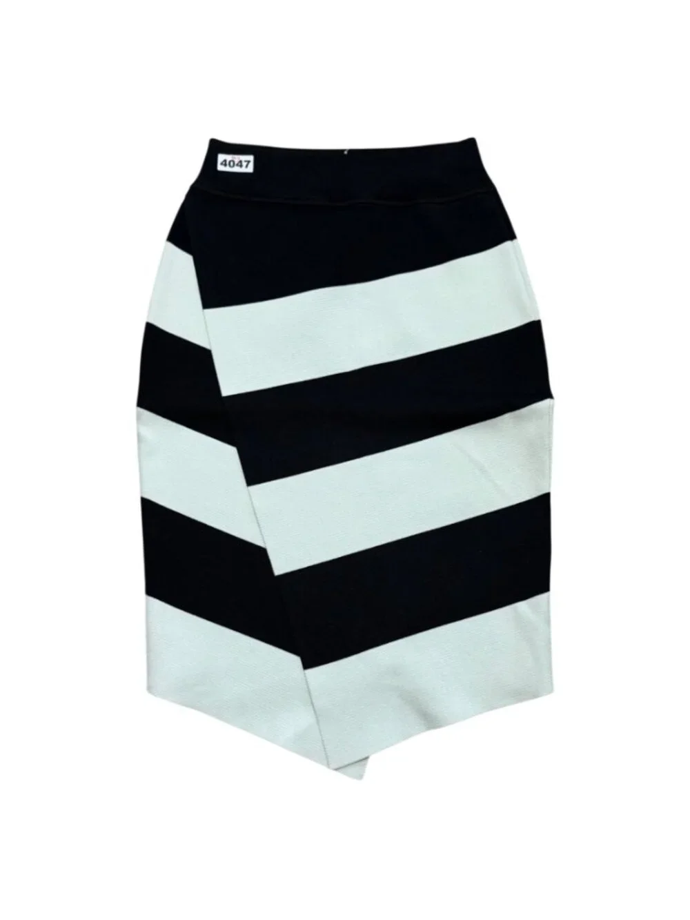 A.L.C. Skirt Black White Chevron Colorbock Stripe Knit Asymmetrical